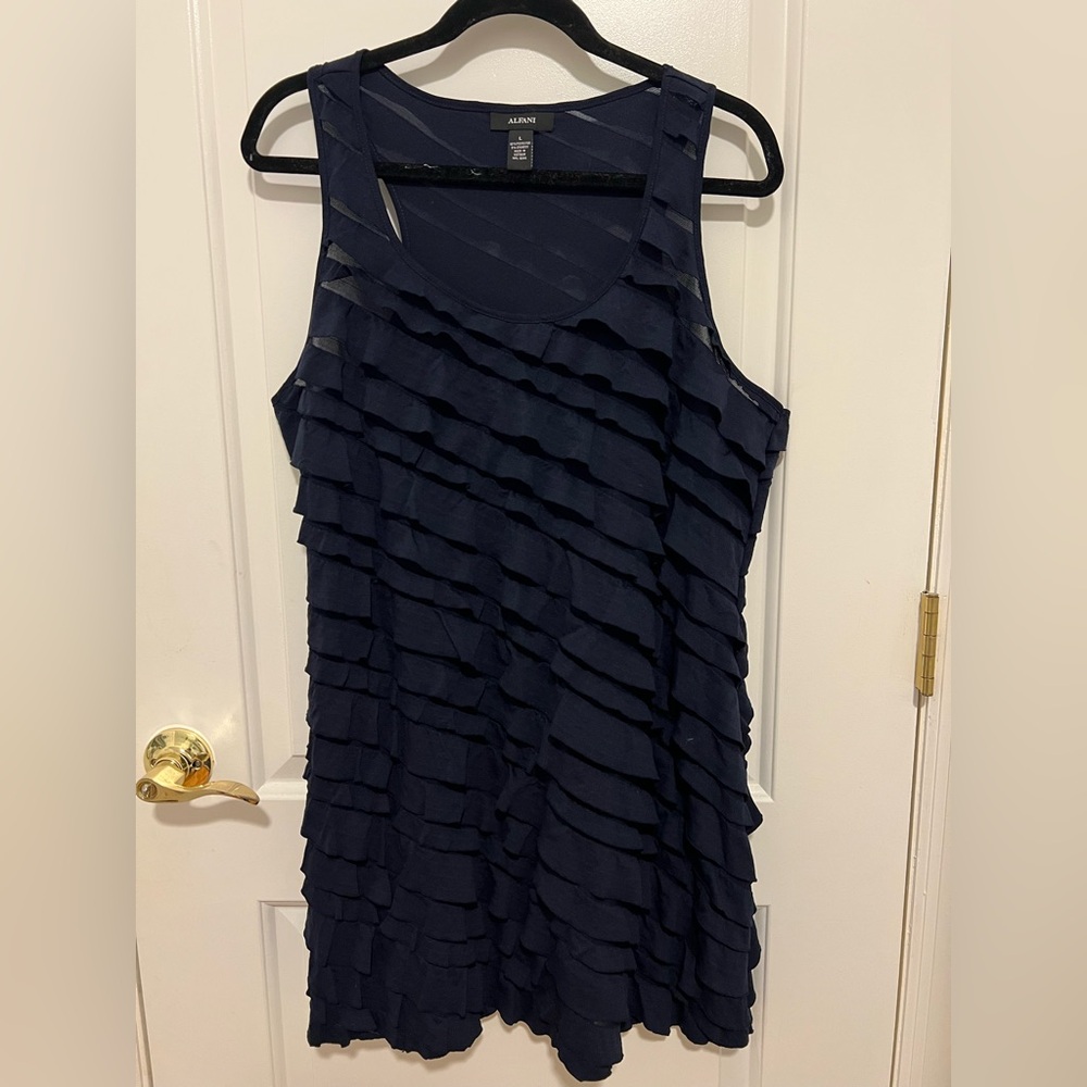 Alfani, Dress, Ruffles, Navy